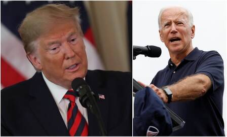 Donaldas Trumpas (kairėje) ir Joe Bidenas (dešinėje)