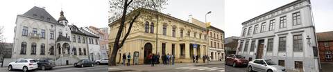 Atminimo lentos galėtų būti pakabintos ant fasado Liepų gatvėje (iš kairės), ant I.Simonaitytės bibliotekos sienos Herkaus Manto gatvėje ir ant buvusios prancūzų prefektūros sienos Sukilėlių gatvėje.