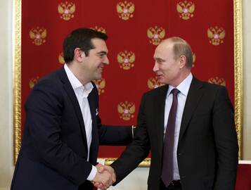 Alexis Tsipras (kairėje) ir Vladimiras Putinas