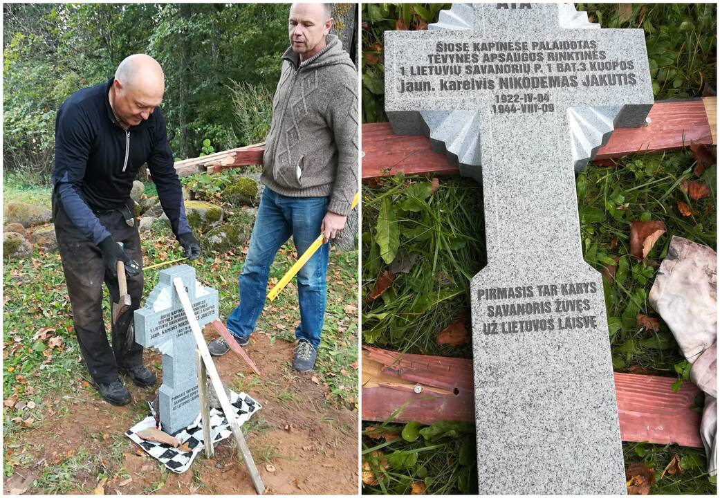 Triūsas: E.Kazlauskis ir E.Karalius pastatė pamirštam savanoriui paminklą ten, kuris jis buvo palaidotas prieš 76 metus.