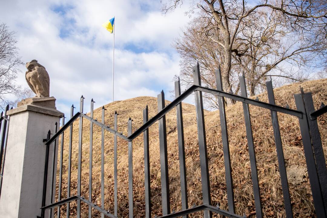 Ant Pelėdų kalno suplevėsavo Ukrainos vėliava