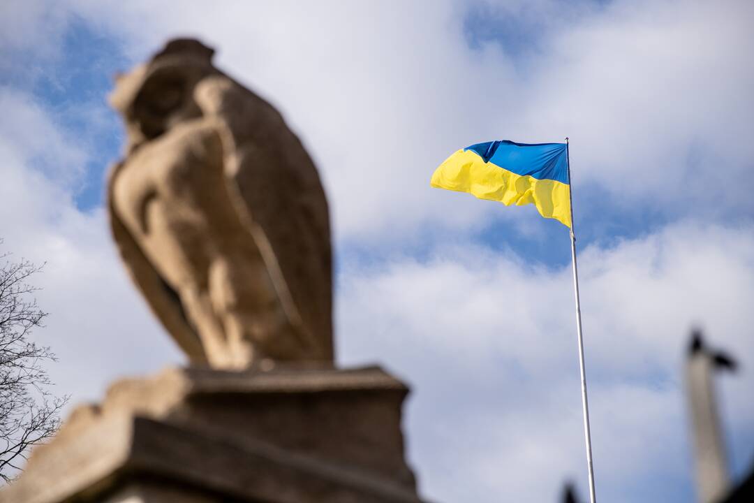 Ant Pelėdų kalno suplevėsavo Ukrainos vėliava
