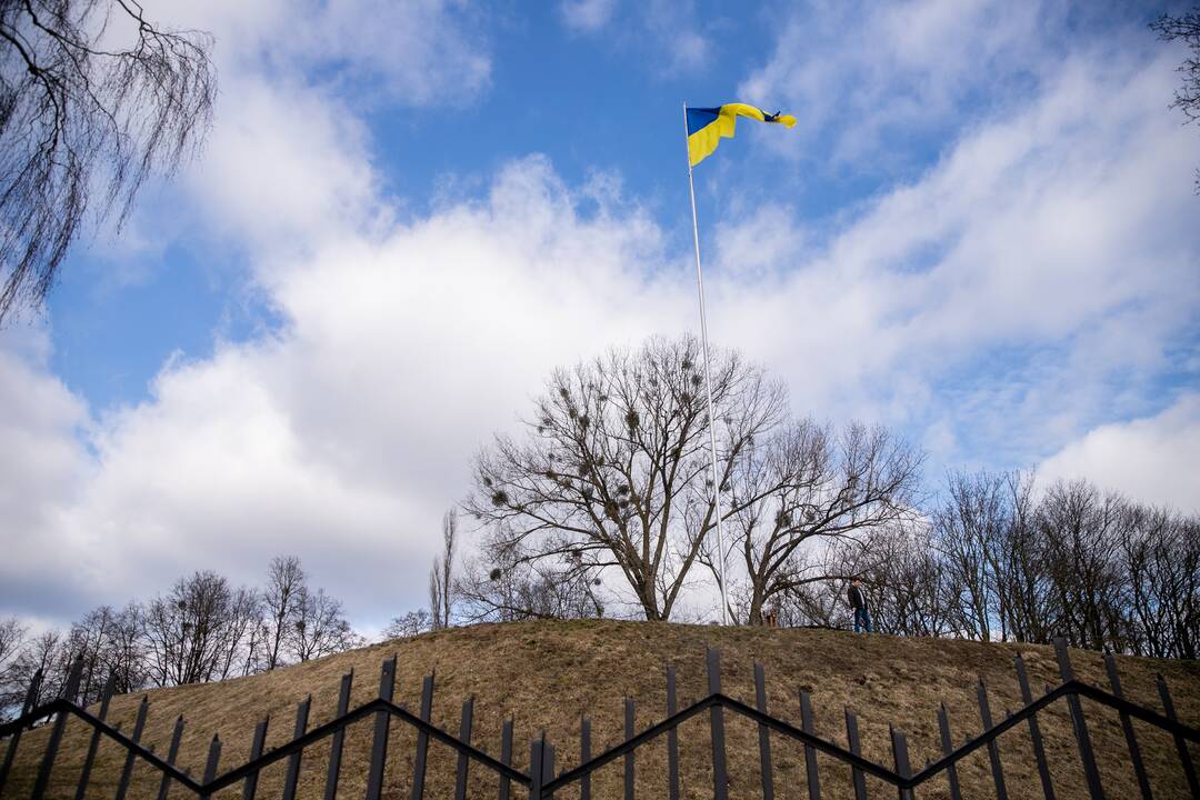 Ant Pelėdų kalno suplevėsavo Ukrainos vėliava