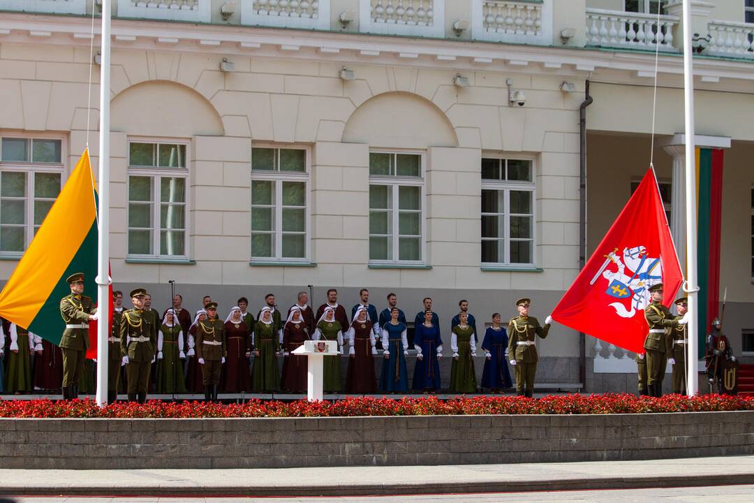 Vėliavų pakėlimo ceremonija S. Daukanto aikštėje