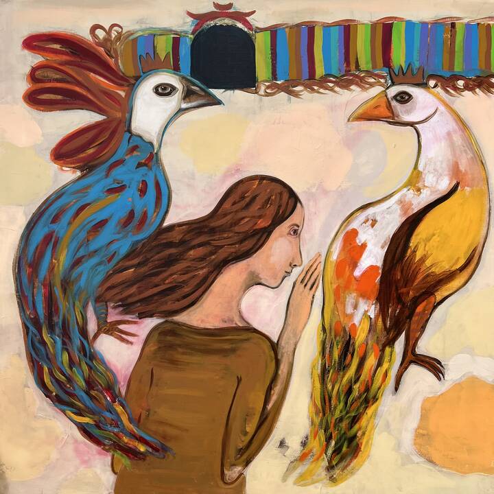 Anima kelionė. Akrilas, drobė. 130X130 cm. 2025 m.