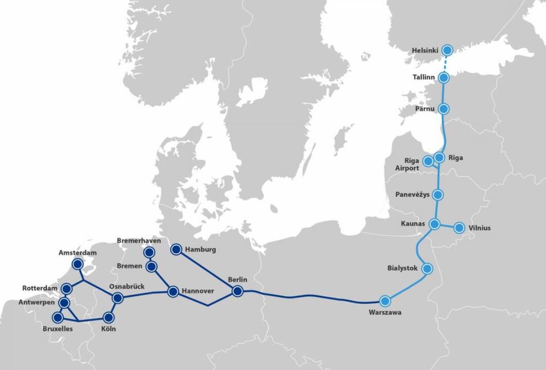 Planas: Baltijos šalių europinę vėžę sudarys uždaras koridorius su dviem 1 435 mm vėžės keliais ir elektros linija.