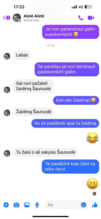 Užfiksavo: tai, kad žaidžia žaidimą „Šaunuolė“ ir neva vykdo „Aistės Aistės“ paliepimus, Dainora teigė apsimetusi dėl pilietiškų paskatų.
