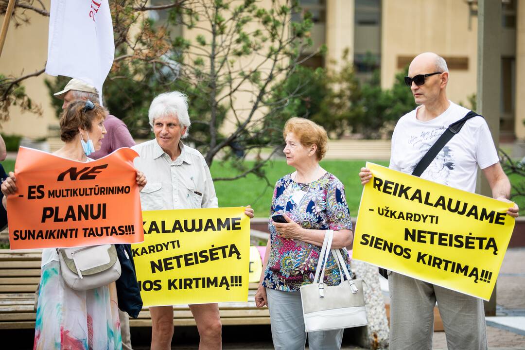 Protestas prie Seimo: reikalauja užkirsti kelią į Lietuvą migrantams
