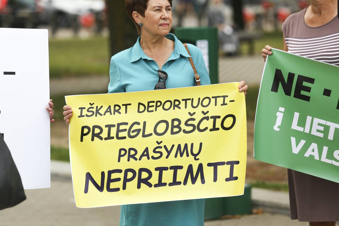 Protestas prie Seimo: reikalauja užkirsti kelią į Lietuvą migrantams
