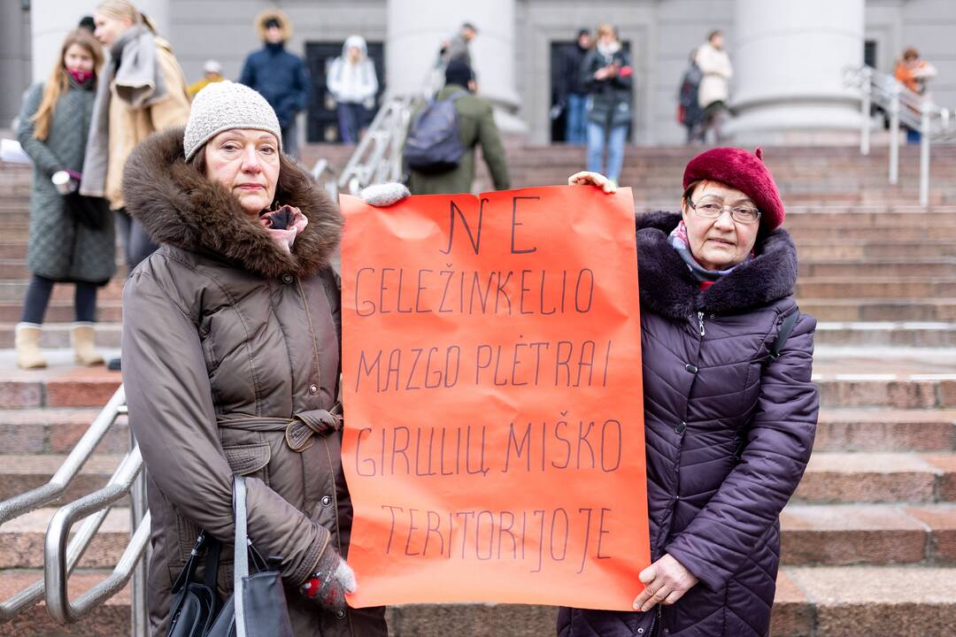Prie Seimo – protestas dėl plynųjų miškų kirtimų