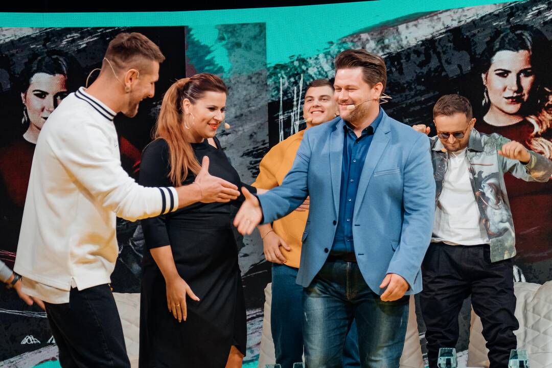 Mantas Stonkus (kairėje), Erika Vitulskienė, Merūnas Vitulskis