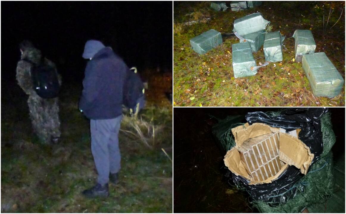 Pasieniečiai sulaikė du kontrabandininkus – gabeno 6 tūkst. pakelių cigarečių