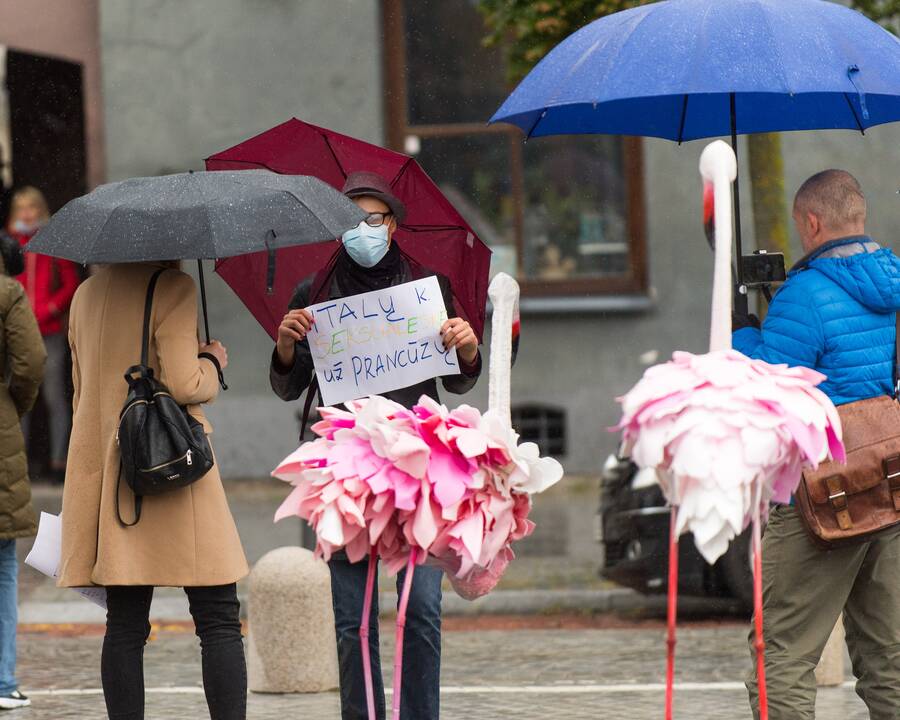 Protesto akcija Vilniuje prieš ribojimus nepasiskiepijusiems