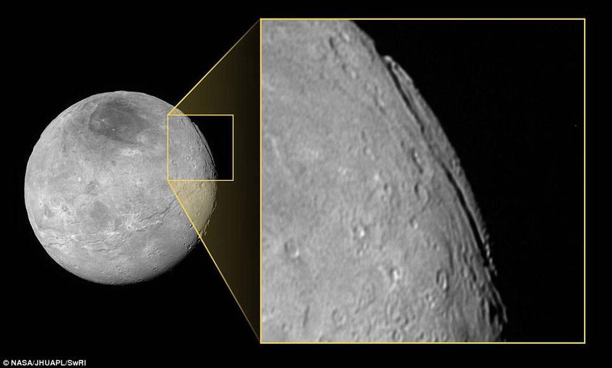 NASA Charone atrado sunkiai įsvaizduojamo 9 km gylio kanjoną