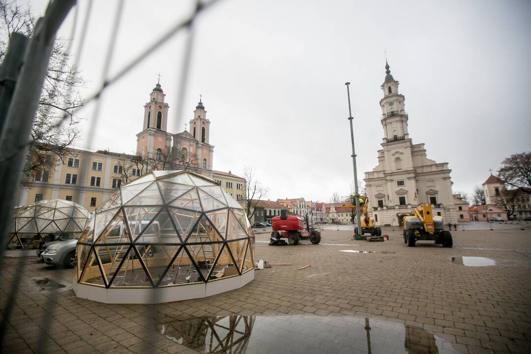 Kauno kalėdinės eglutės montavimo darbai įgauna pagreitį