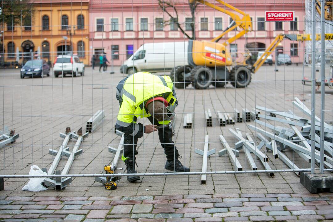 Kauno kalėdinės eglutės montavimo darbai įgauna pagreitį