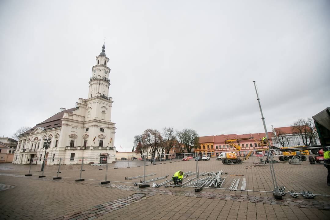 Kauno kalėdinės eglutės montavimo darbai įgauna pagreitį