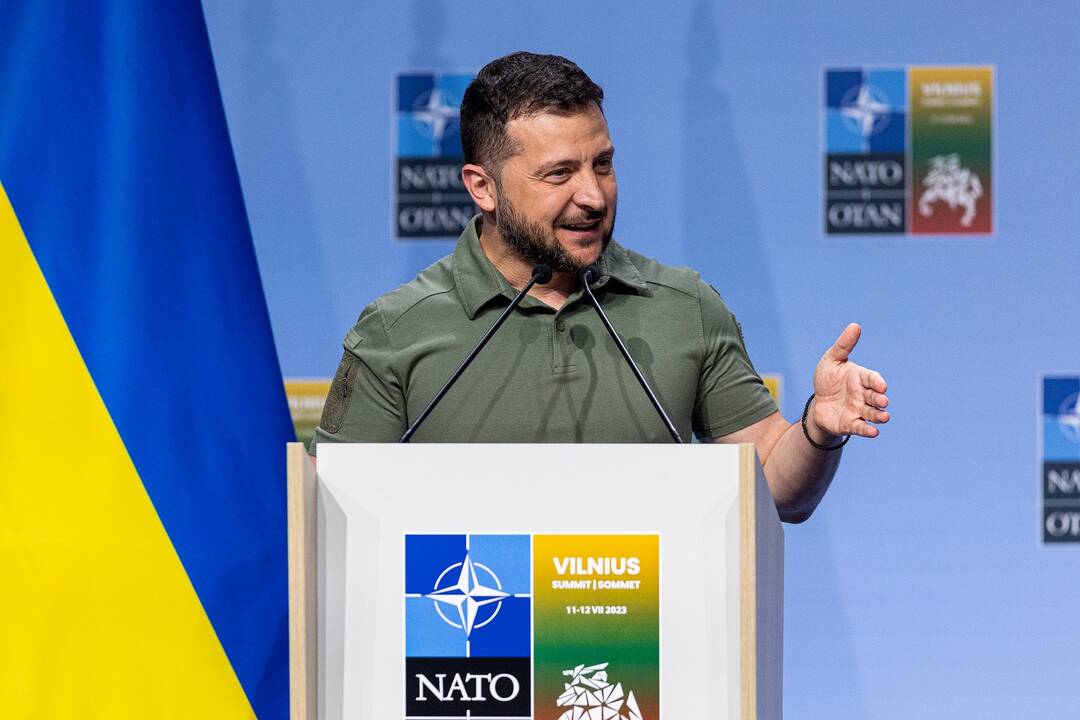 V. Zelenskio spaudos konferencija NATO viršūnių susitikime Vilniuje