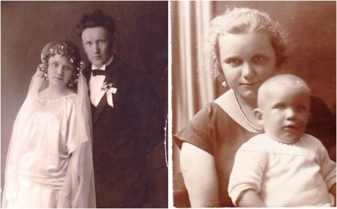 M. Bagdonas vestuvių dieną, I. Bernotaitė-Bagdonienė su sūnumi Rimgaudu Jokūbu