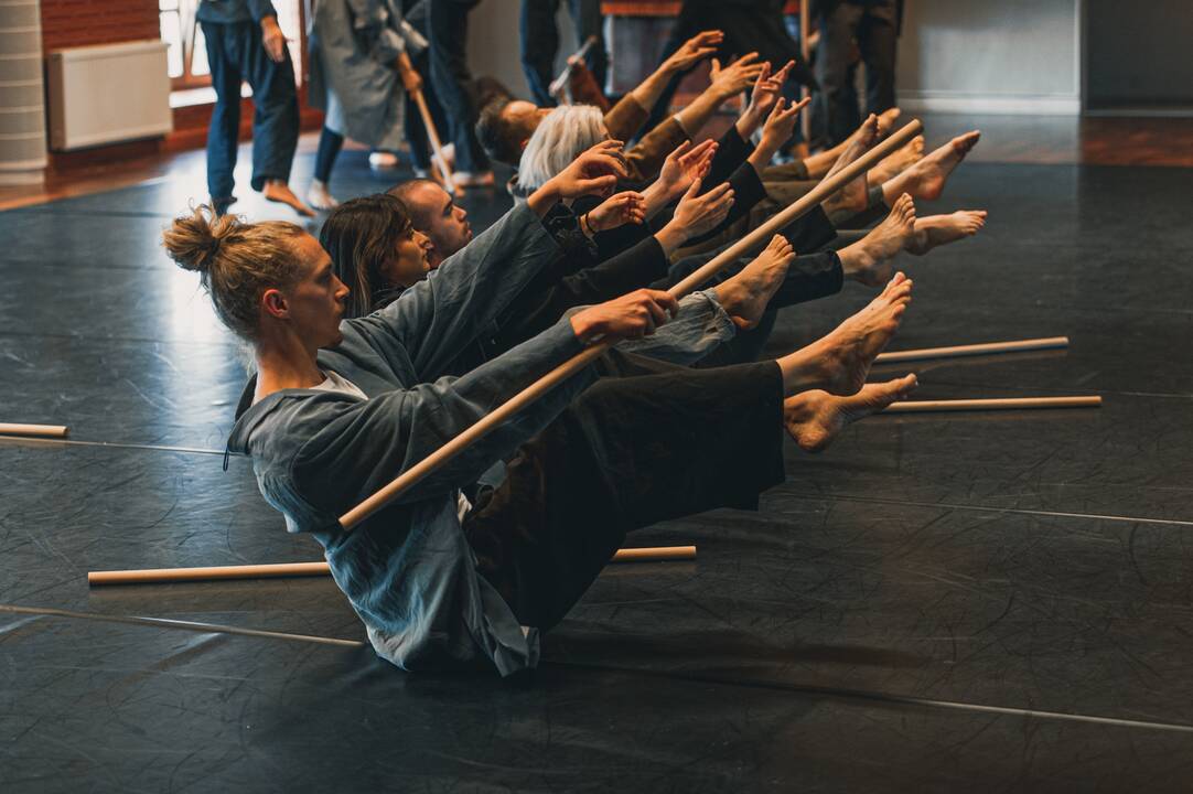 Spektaklio „Mikado“ repeticija.