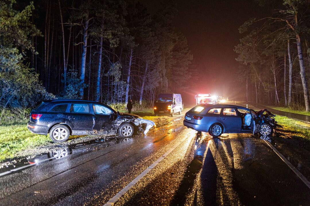 Nemenčinės plente – dviejų „Audi“ automobilių avarija