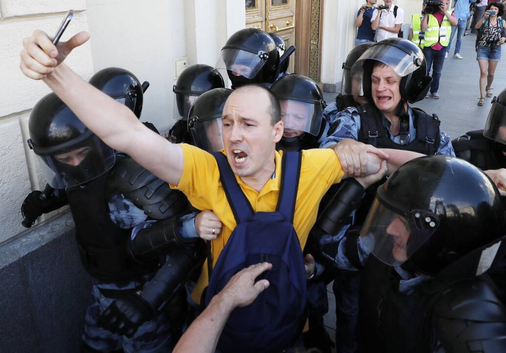 Nesankcionuotas mitingas Maskvoje 
