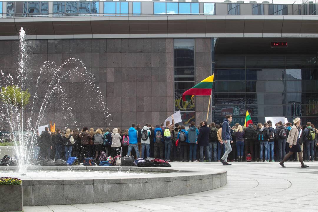 Protestavo sostinės Tuskulėnų mokyklos auklėtiniai ir mokytojai