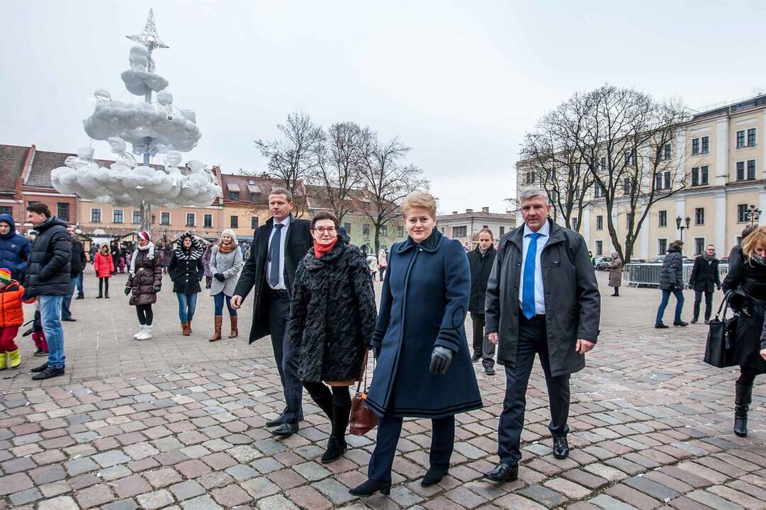 Prezidentė apžiūrėjo Kauno pagrindinę eglę