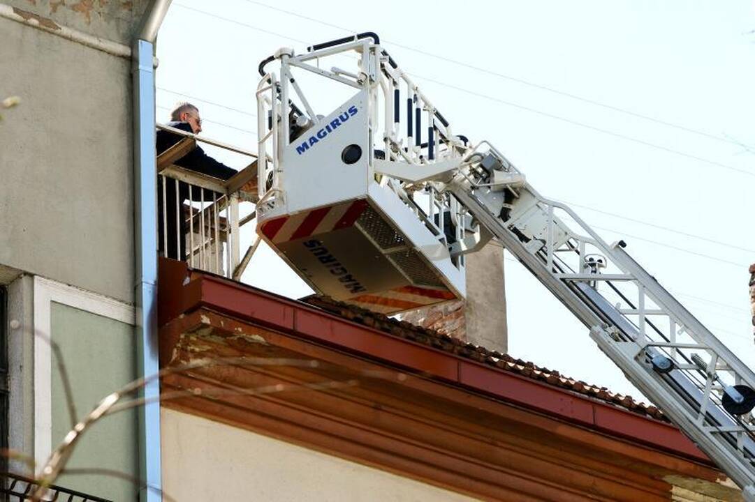 Laisvės alėjoje ugniagesiai išgelbėjo ant stogo užstrigusį katiną