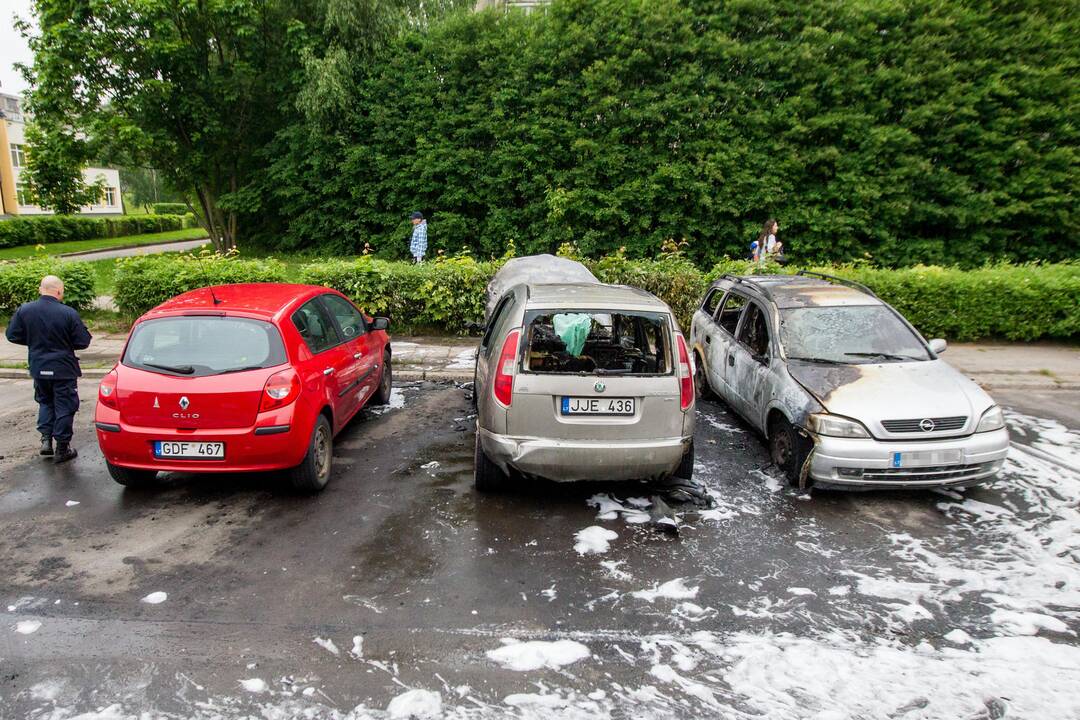 Šarkuvos g. sudegė du automobiliai