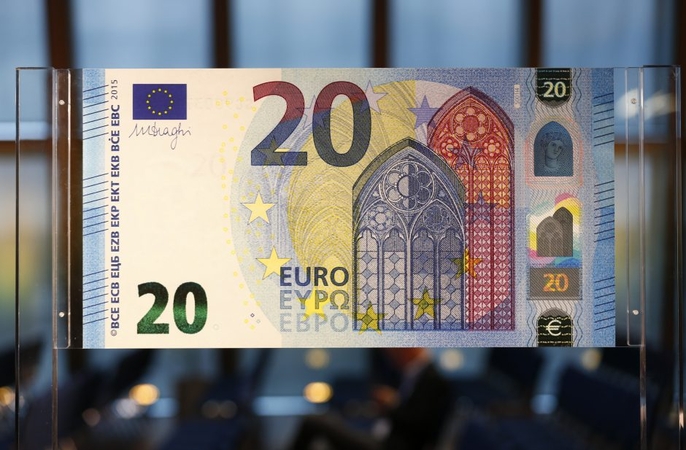Frankfurte pristatytas naujas 20 eurų banknotas
