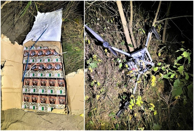 Priverstinai nutupdytas savadarbis dronas: skraidino rūkalų kontrabandą