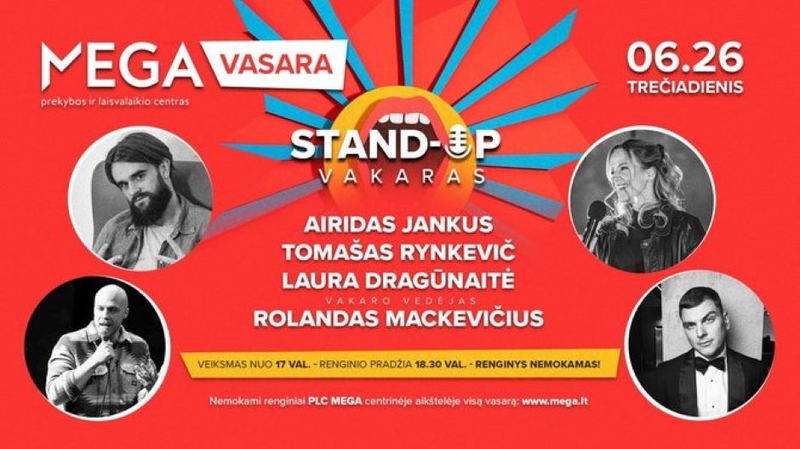 „Megoje“ – nemokamas „stand-up“ komedijos vakaras kartu su R. Mackevičiumi 