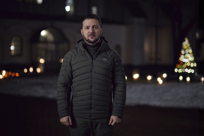 Prezidentas Volodymyas Zelenskis per 2022-ųjų Kalėdas.