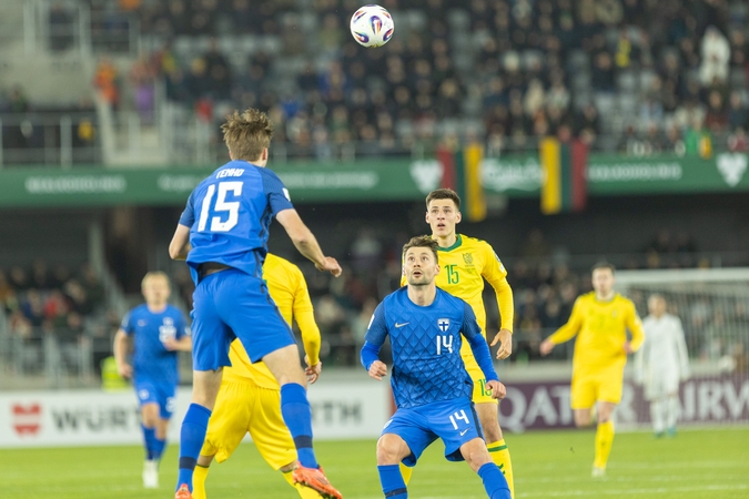 Įspūdingą įvartį driokstelėjusi Lietuvos futbolo rinktinė suomiams nenusileido
