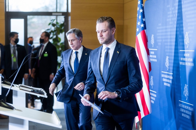 G. Landsbergis su JAV Valstybės sekretoriumi aptarė paramą Ukrainai, sankcijas Rusijai
