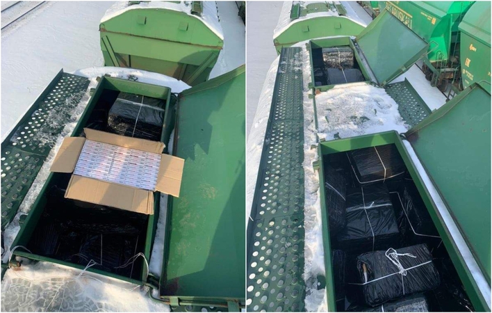 Vagone su trąšomis – 44,5 tūkst. pakelių cigarečių krovinys iš Baltarusijos