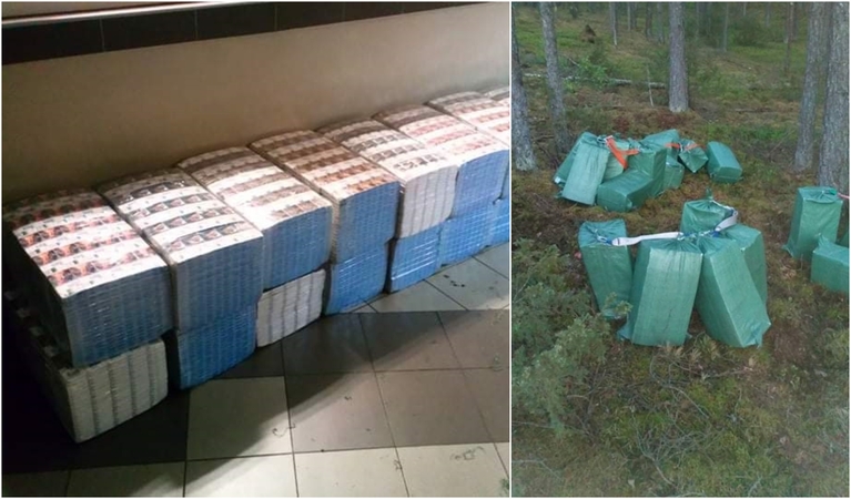 Pasieniečiai sulaikė 10 tūkst. pakelių kontrabandinių cigarečių nešusį vyrą