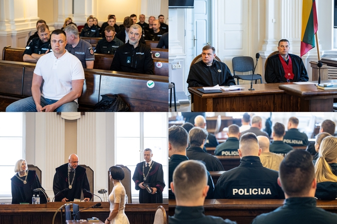 Teismas vėl atvertė moterį nušovusio pareigūno Šerpyčio bylą: salėje – pusšimtis kolegų