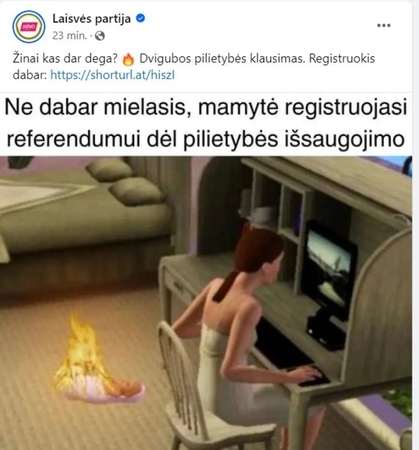 Paveiksliuke – degantis kūdikis: Laisvės partija bando gesinti gaisrą