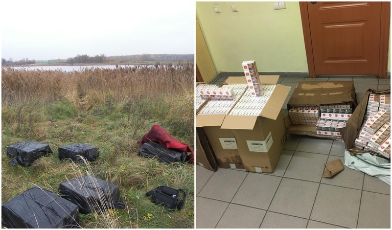 Prie Jurgionių tvenkinio kontrabandininkai neteko 3 tūkst. pakelių cigarečių