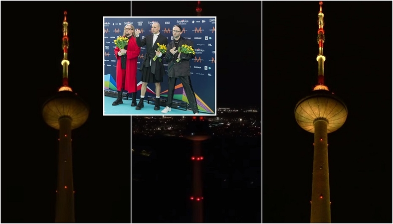 Ant Vilniaus televizijos bokšto – šviesų šou: siunčia palaikymą grupei „The Roop“