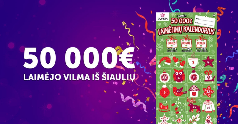 Šventinis momentinės loterijos bilietas šventes papuošė 50 tūkst. eurų laimėjimu