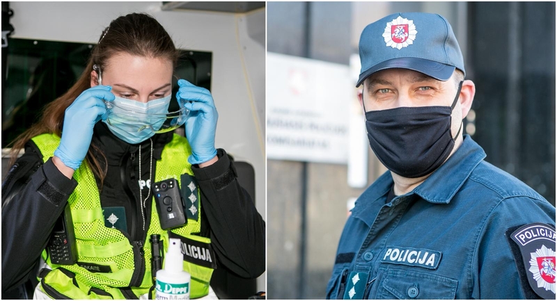 Saugumas: policininkai aprūpinti visomis apsaugos priemonėmis.