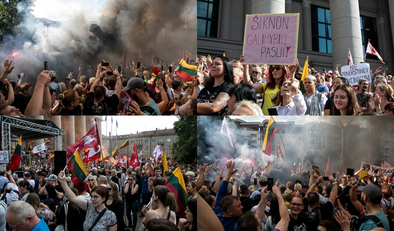 Protestuotojai blokavo Seimo kiemo vartus, teko sustiprinti apsaugą