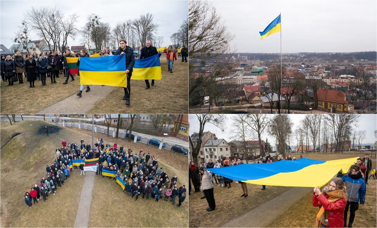 Ant Pelėdų kalno suplevėsavo Ukrainos vėliava