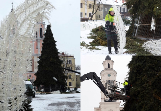 Kaunas atsisveikina su kalėdine eglute: pradėti nupuošimo darbai