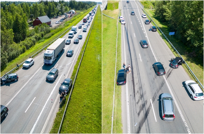 Iškalbinga įžanga į besibaigiančios vasaros savaitgalį: pakaunėje susidūrė aštuoni automobiliai