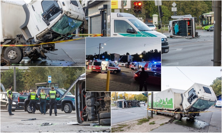 Aiškėja didžiulės ryto avarijos aplinkybės: sunkvežimis tėškėsi į žmonių pilną mikroautobusą