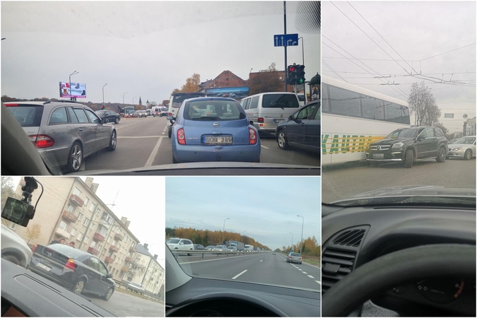 Vėl fiksuojamos spūstys: Karmėlavoje partrenktas vyras, kitur – avarijos